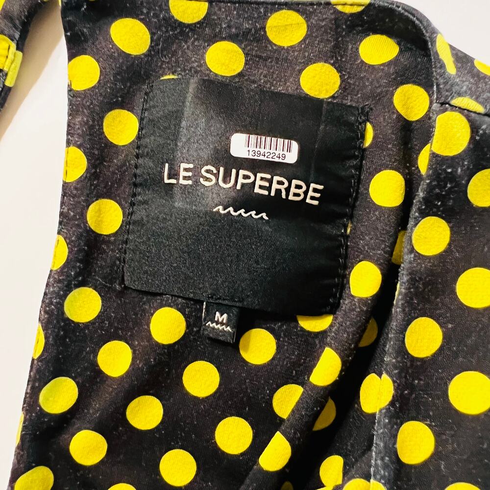 Le Superbe Elastica Polka Dot Ruched Long Sleeves Dress Size Medium - Picture 4 of 10